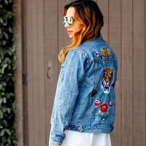 Forever 21, Size L, Embroidered Denim Jacket